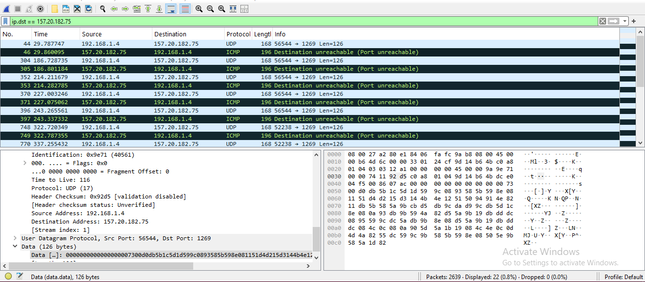 UDP traffic to C2 server